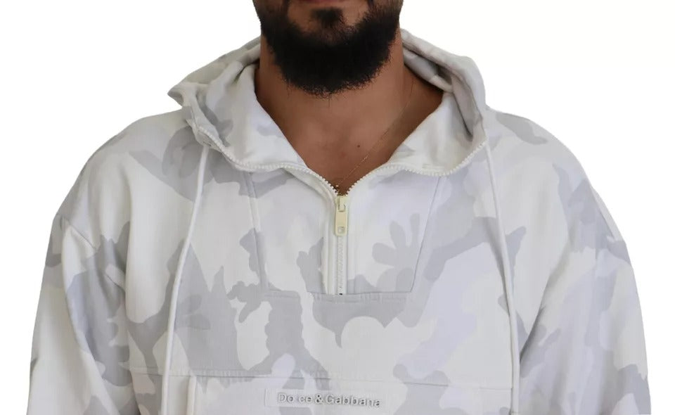 Dolce & Gabbana White Camouflage Hooded Sweatshirt Sweater Dolce & Gabbana