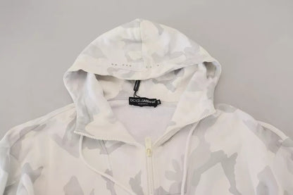 Dolce & Gabbana White Camouflage Hooded Sweatshirt Sweater Dolce & Gabbana