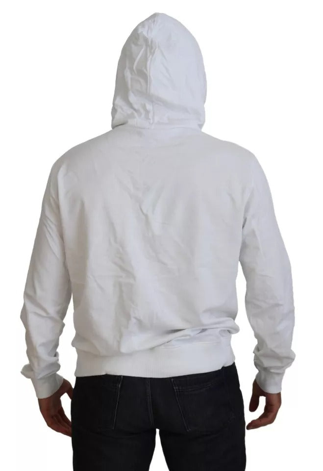 Dolce & Gabbana White Cotton Hooded Sweatshirt Sweater Dolce & Gabbana