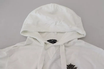 Dolce & Gabbana White Cotton Hooded Sweatshirt Sweater Dolce & Gabbana