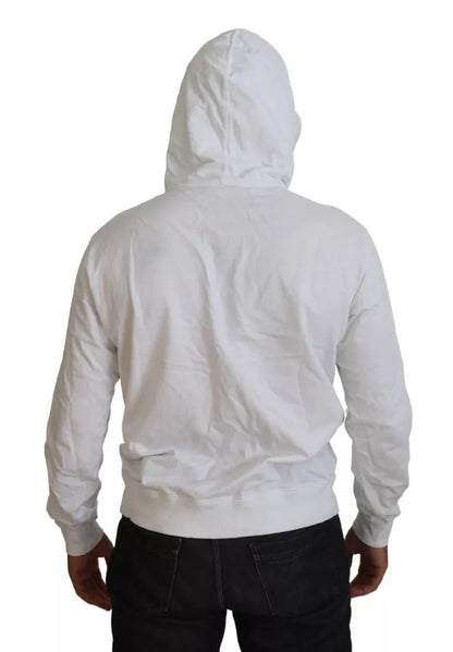 Dolce & Gabbana White Cotton Hooded Sweatshirt Logo Sweater Dolce & Gabbana