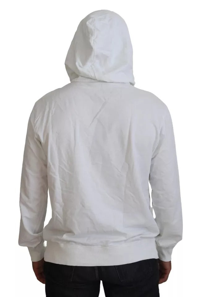 Dolce & Gabbana White Cotton Hooded Sweatshirt Logo Sweater Dolce & Gabbana