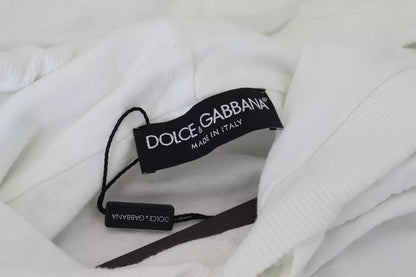 Dolce & Gabbana White Cotton Hooded Sweatshirt Logo Sweater Dolce & Gabbana