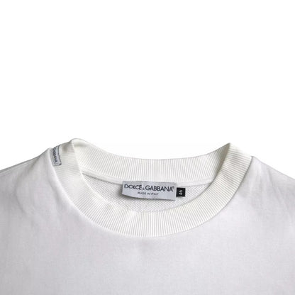 Dolce & Gabbana White Cotton Logo Pullover Sweatshirt Sweater Dolce & Gabbana