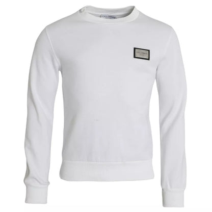 Dolce & Gabbana White Cotton Logo Pullover Sweatshirt Sweater Dolce & Gabbana