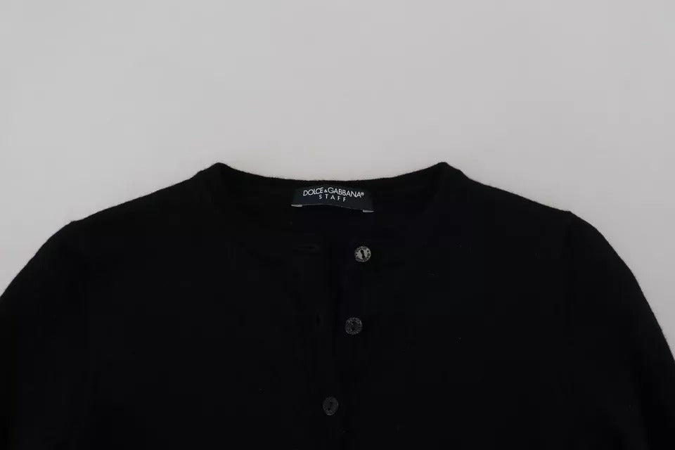 Dolce & Gabbana Black Button Down Slim Cardigan Wool Sweater Dolce & Gabbana