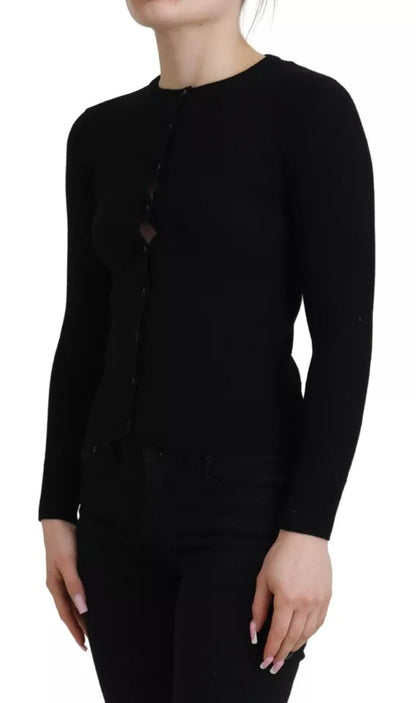 Dolce & Gabbana Black Button Down Slim Cardigan Wool Sweater Dolce & Gabbana