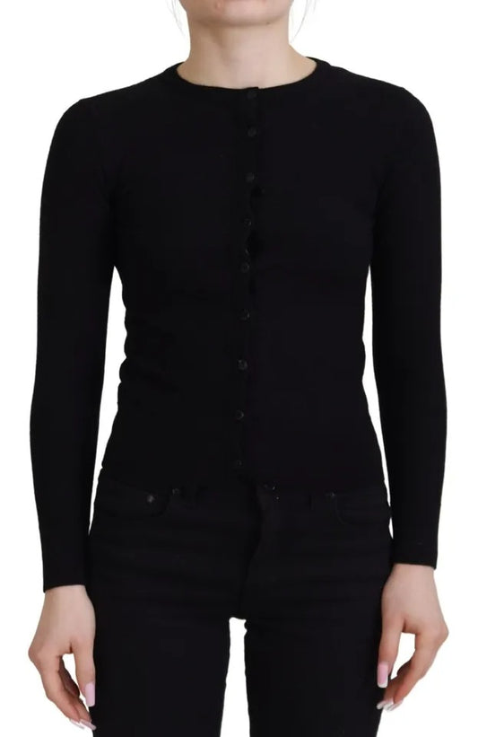 Dolce & Gabbana Black Button Down Slim Cardigan Wool Sweater Dolce & Gabbana