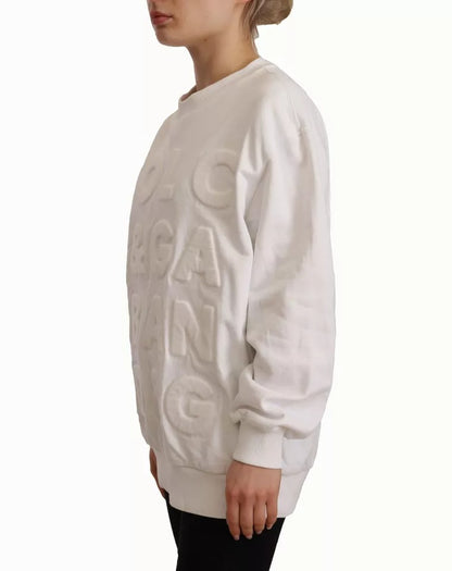 Dolce & Gabbana White Logo Embossed Cotton Sweatshirt Sweater Dolce & Gabbana