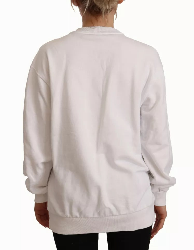 Dolce & Gabbana White Logo Embossed Cotton Sweatshirt Sweater Dolce & Gabbana