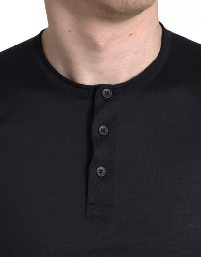 Dolce & Gabbana Black Buttoned Roundneck Short Sleeve T-shirt Dolce & Gabbana