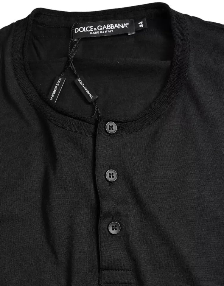 Dolce & Gabbana Black Buttoned Roundneck Short Sleeve T-shirt Dolce & Gabbana