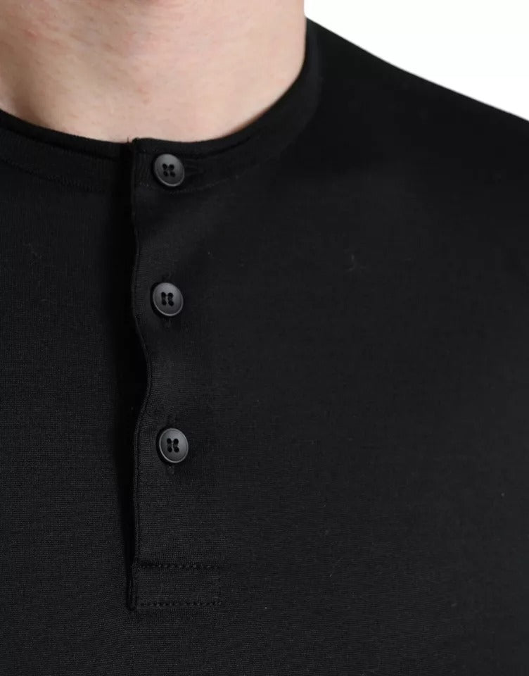 Dolce & Gabbana Black Buttoned Roundneck Short Sleeve T-shirt Dolce & Gabbana