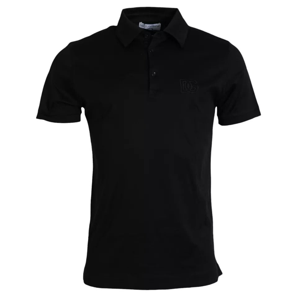 Dolce & Gabbana Black Logo Cotton Collared Polo Top T-shirt Dolce & Gabbana