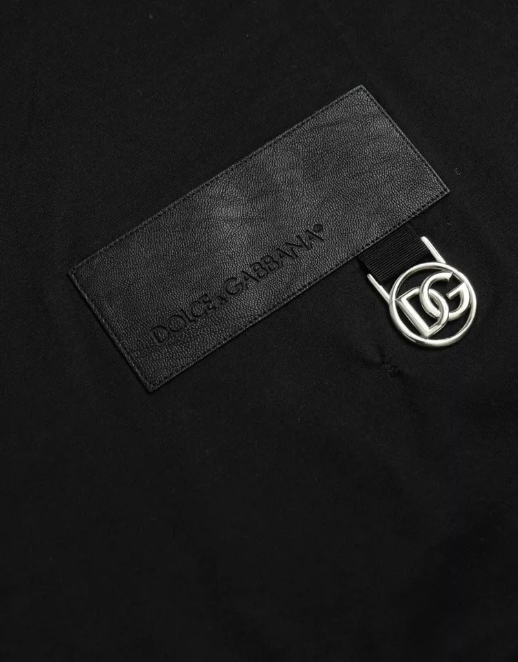 Dolce & Gabbana Black Logo Patch Cotton Crew Neck T-shirt Dolce & Gabbana