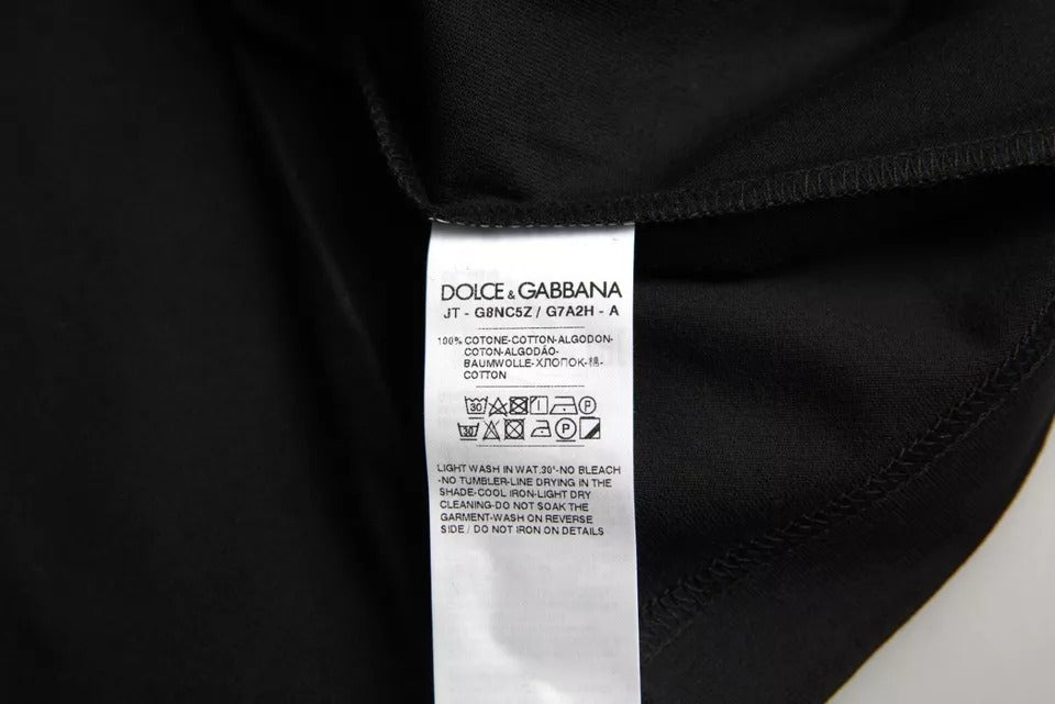 Dolce & Gabbana Black Logo Patch Cotton Crew Neck T-shirt Dolce & Gabbana