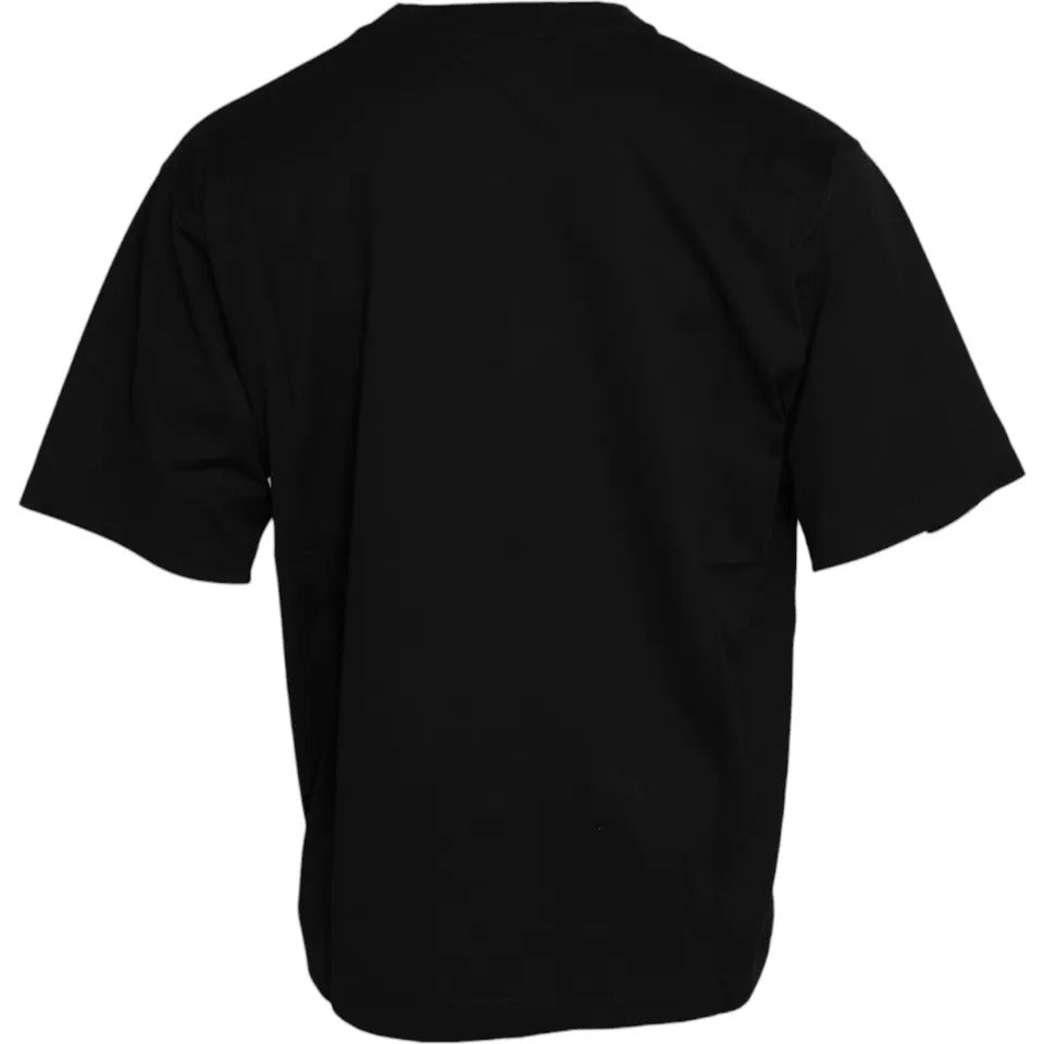 Dolce & Gabbana Black Logo Patch Cotton Crew Neck T-shirt Dolce & Gabbana