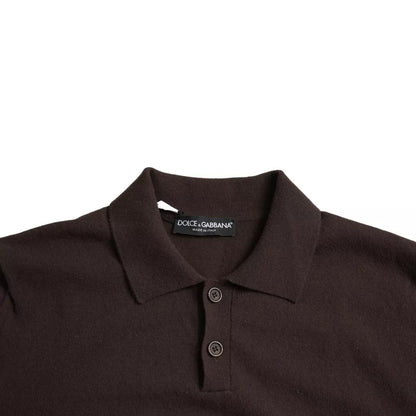 Dolce & Gabbana Brown Logo Collared Short Sleeve Men T-shirt Dolce & Gabbana