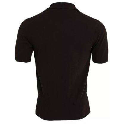 Dolce & Gabbana Brown Logo Collared Short Sleeve Men T-shirt Dolce & Gabbana