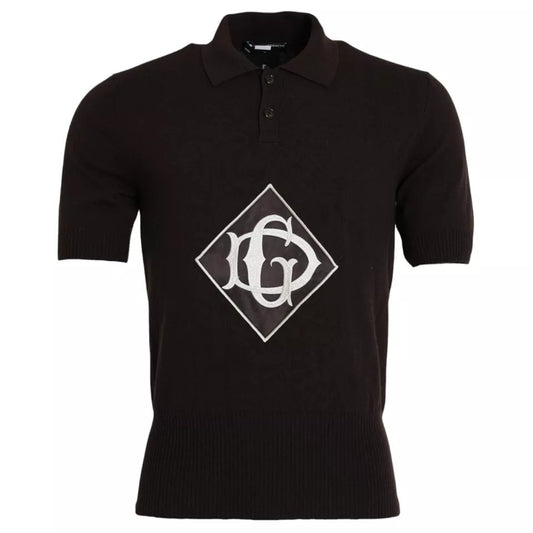 Dolce & Gabbana Brown Logo Collared Short Sleeve Men T-shirt Dolce & Gabbana