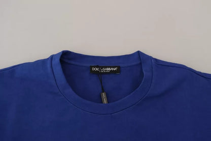 Dolce & Gabbana Blue Logo Print Crewneck Cotton T-shirt Dolce & Gabbana