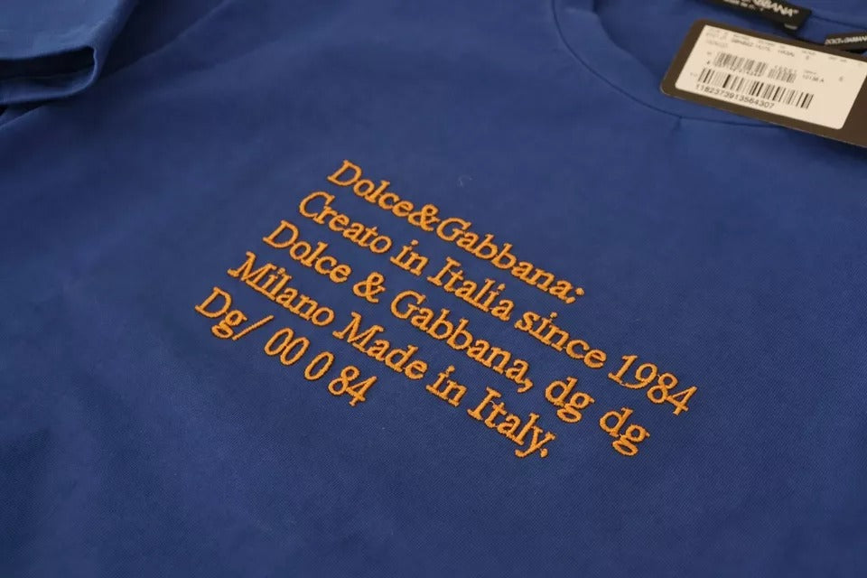 Dolce & Gabbana Blue Logo Print Crewneck Cotton T-shirt Dolce & Gabbana