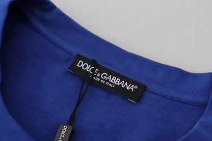 Dolce & Gabbana Blue Logo Print Crewneck Cotton T-shirt Dolce & Gabbana