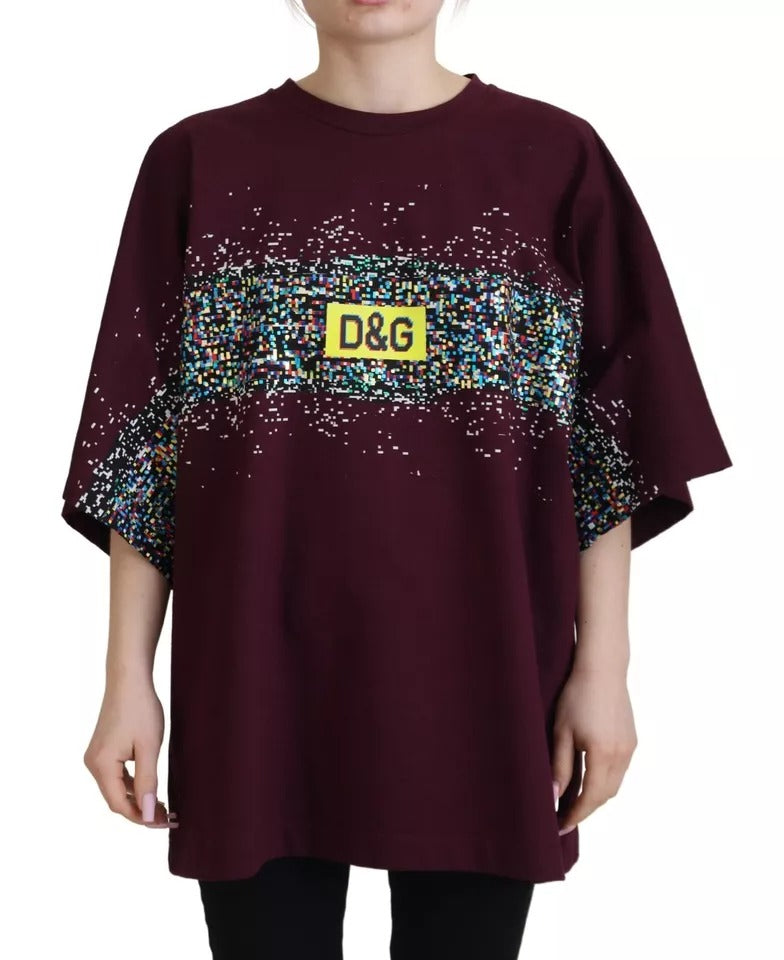 Dolce & Gabbana Bordeaux D&G Print Round Neck Cotton T-shirt Dolce & Gabbana