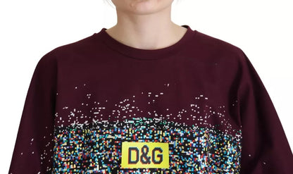 Dolce & Gabbana Bordeaux D&G Print Round Neck Cotton T-shirt Dolce & Gabbana