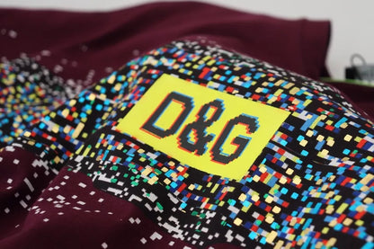 Dolce & Gabbana Bordeaux D&G Print Round Neck Cotton T-shirt Dolce & Gabbana