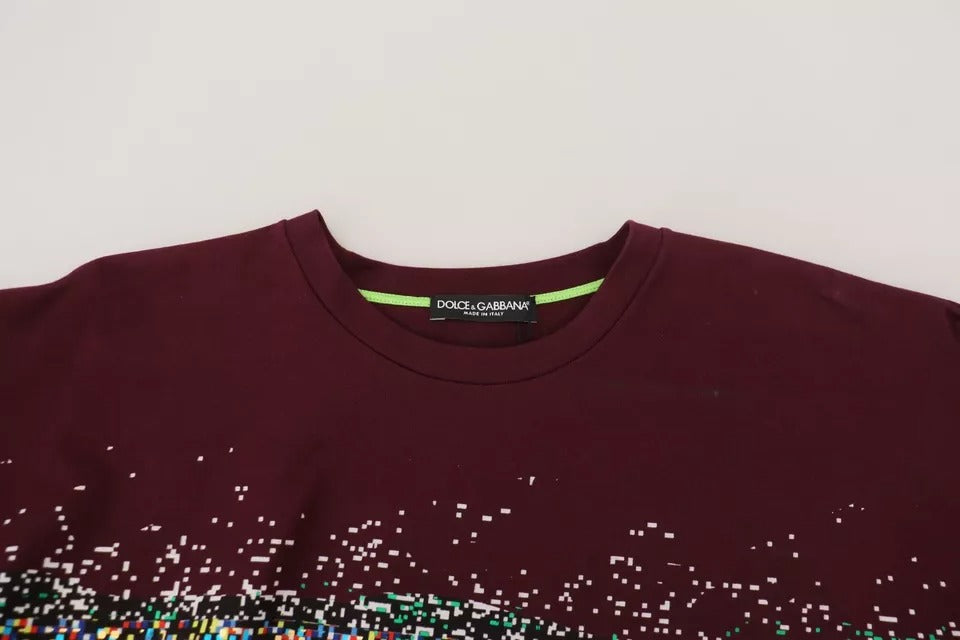 Dolce & Gabbana Bordeaux D&G Print Round Neck Cotton T-shirt Dolce & Gabbana