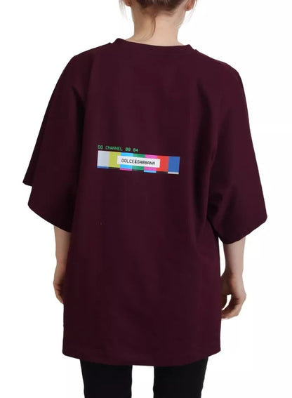 Dolce & Gabbana Bordeaux D&G Print Round Neck Cotton T-shirt Dolce & Gabbana