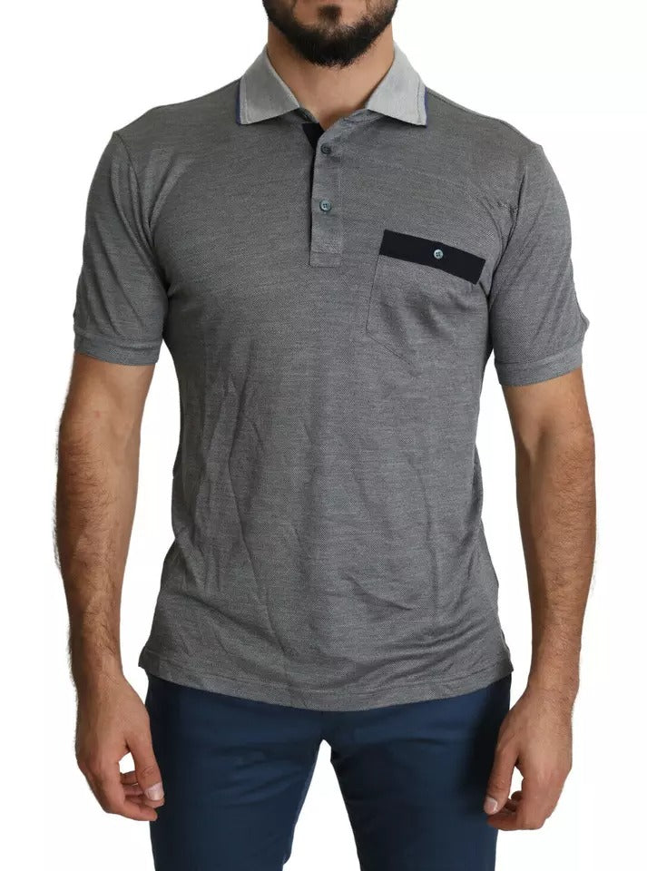 Dolce & Gabbana Gray Collared Silk Polo Top Shirt T-shirt Dolce & Gabbana