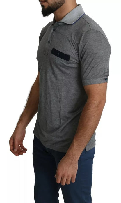 Dolce & Gabbana Gray Collared Silk Polo Top Shirt T-shirt Dolce & Gabbana