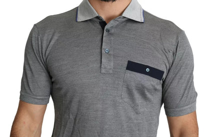 Dolce & Gabbana Gray Collared Silk Polo Top Shirt T-shirt Dolce & Gabbana