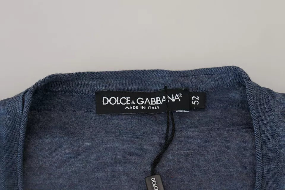 Dolce & Gabbana Light Blue Silk Men Short Sleeves T-shirt Dolce & Gabbana