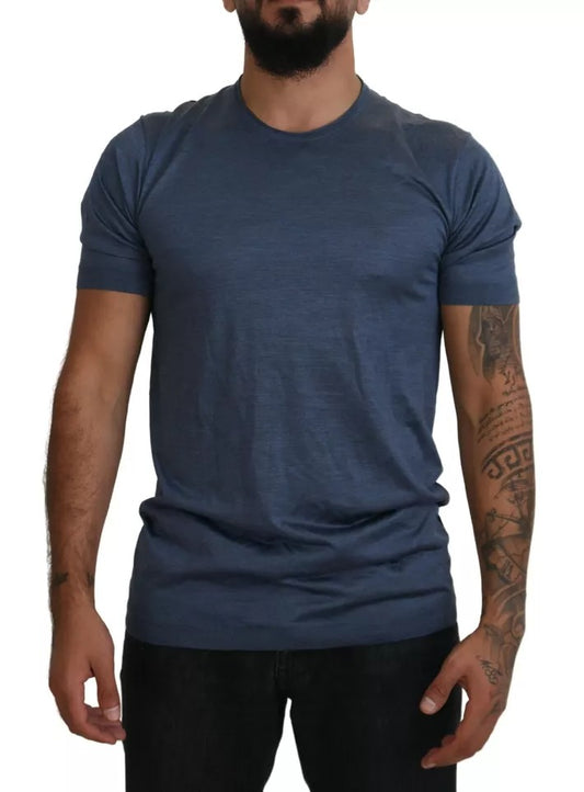 Dolce & Gabbana Light Blue Silk Men Short Sleeves T-shirt Dolce & Gabbana