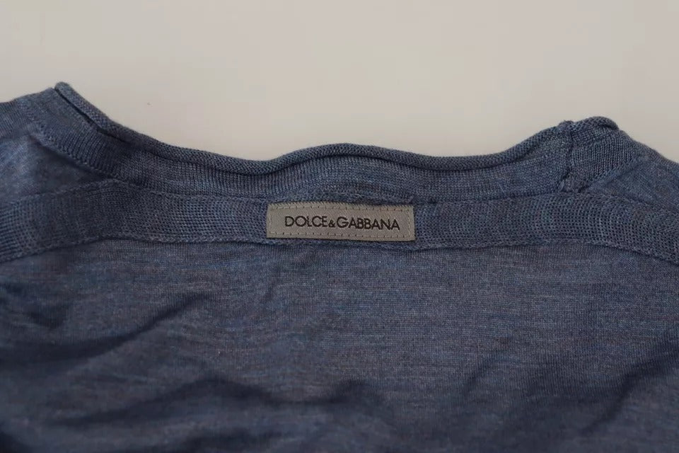 Dolce & Gabbana Light Blue Silk Men Short Sleeves T-shirt Dolce & Gabbana