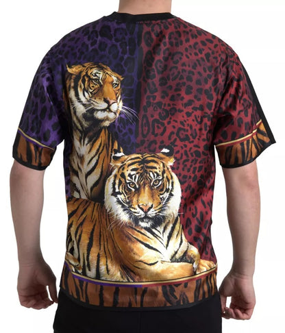 Dolce & Gabbana Multicolor TigerPrint Cotton Silk Tee T-shirt Dolce & Gabbana