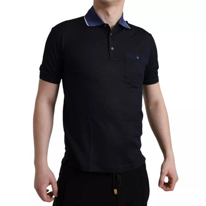 Dolce & Gabbana Navy Blue Collared Short Sleeve Polo T-shirt Dolce & Gabbana