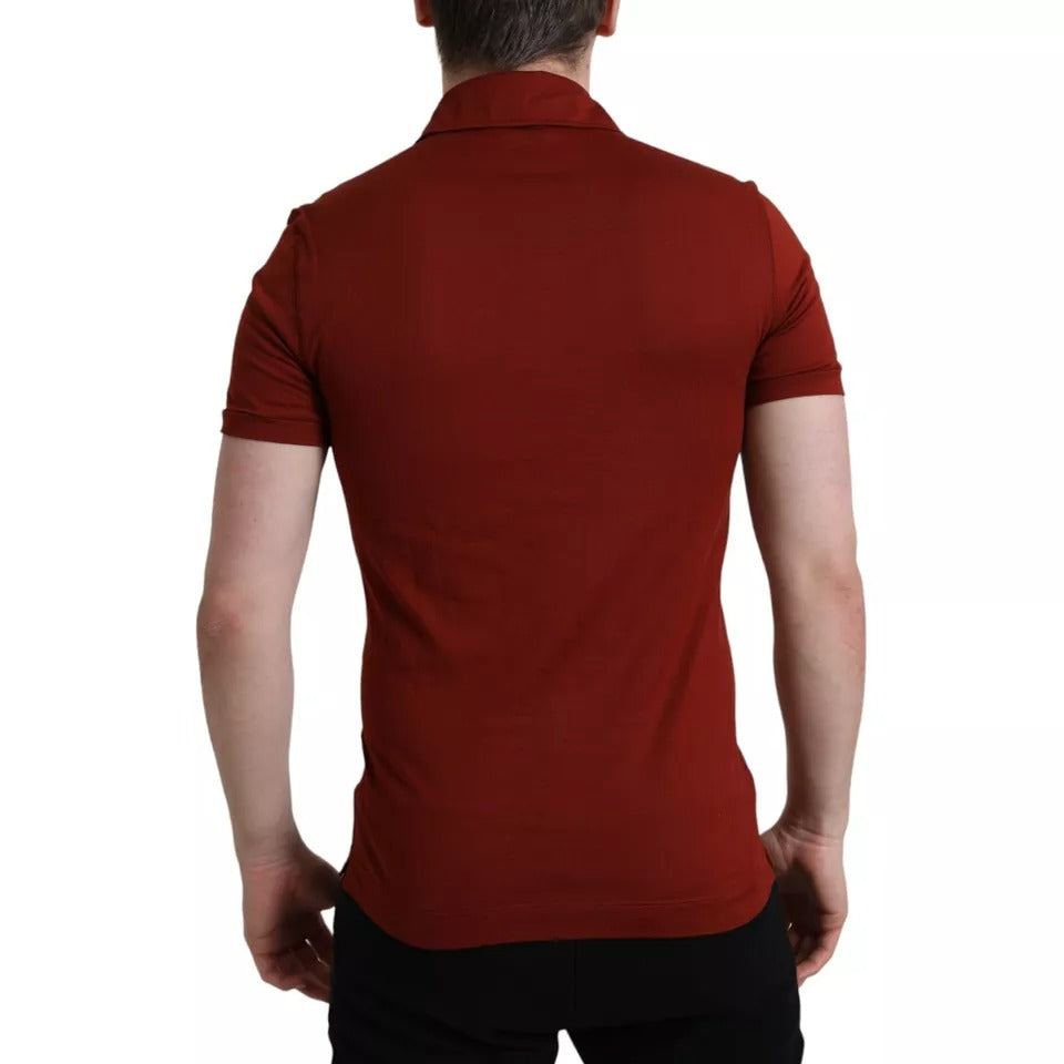 Dolce & Gabbana Red Logo Collared Short Sleeve Men T-shirt Dolce & Gabbana