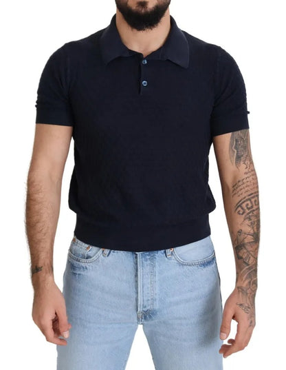 Dolce & Gabbana Dark Blue Collared Polo Casual Silk T-shirt Dolce & Gabbana