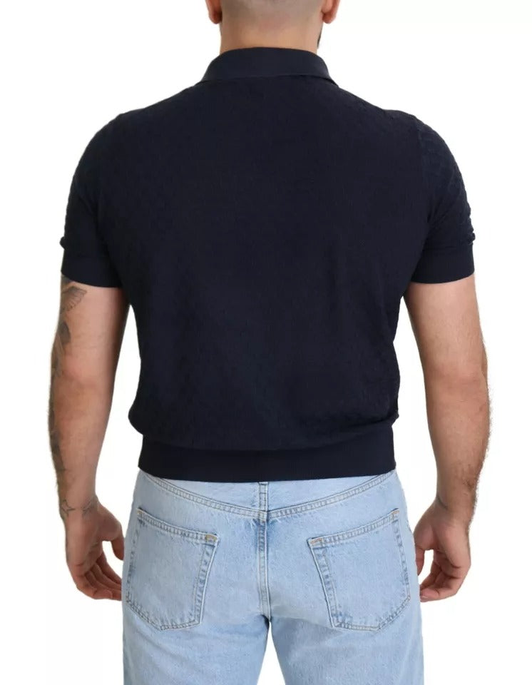 Dolce & Gabbana Dark Blue Collared Polo Casual Silk T-shirt Dolce & Gabbana