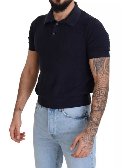 Dolce & Gabbana Dark Blue Collared Polo Casual Silk T-shirt Dolce & Gabbana