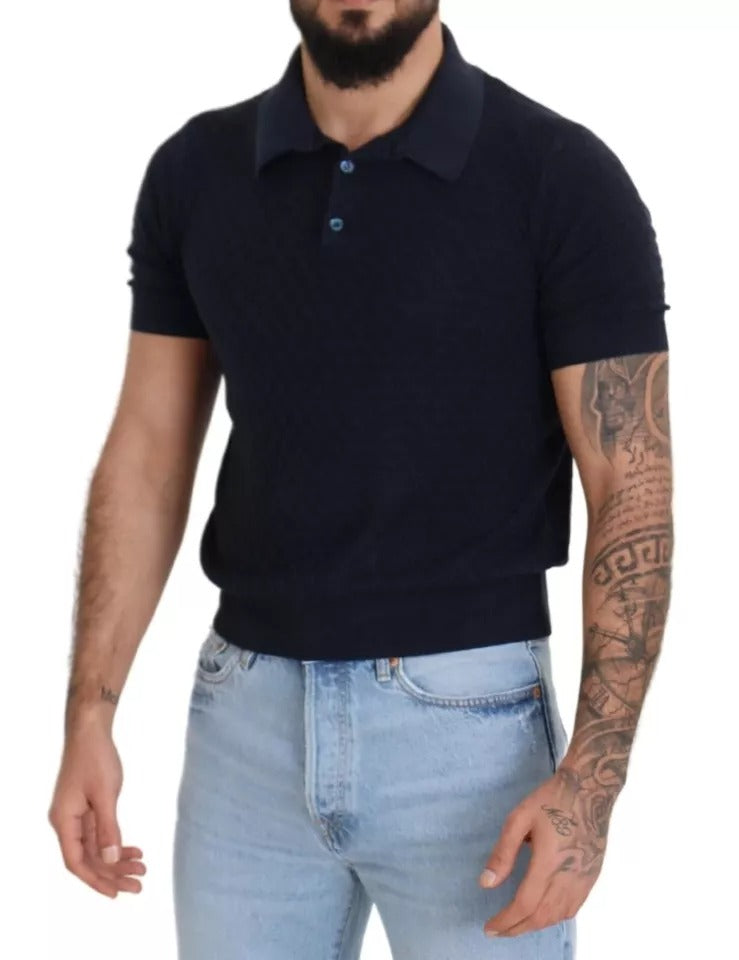 Dolce & Gabbana Dark Blue Collared Polo Casual Silk T-shirt Dolce & Gabbana