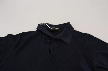 Dolce & Gabbana Dark Blue Collared Polo Casual Silk T-shirt Dolce & Gabbana