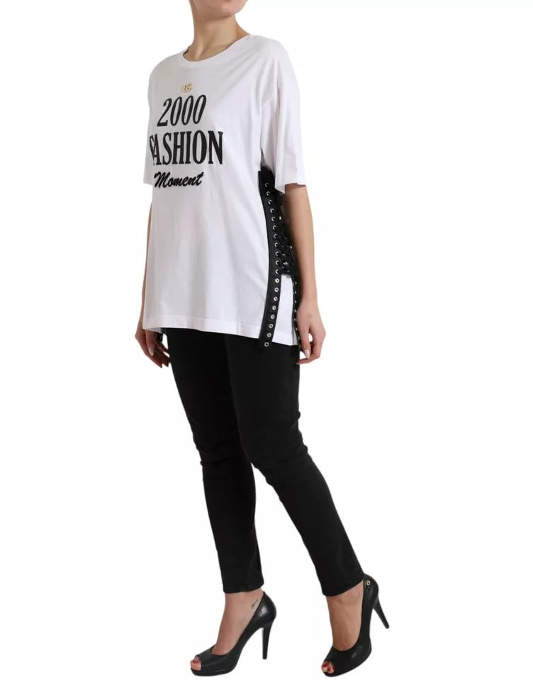 Dolce & Gabbana White 2000 Fashion Moment Lacing Detailed Tee T-shirt Dolce & Gabbana