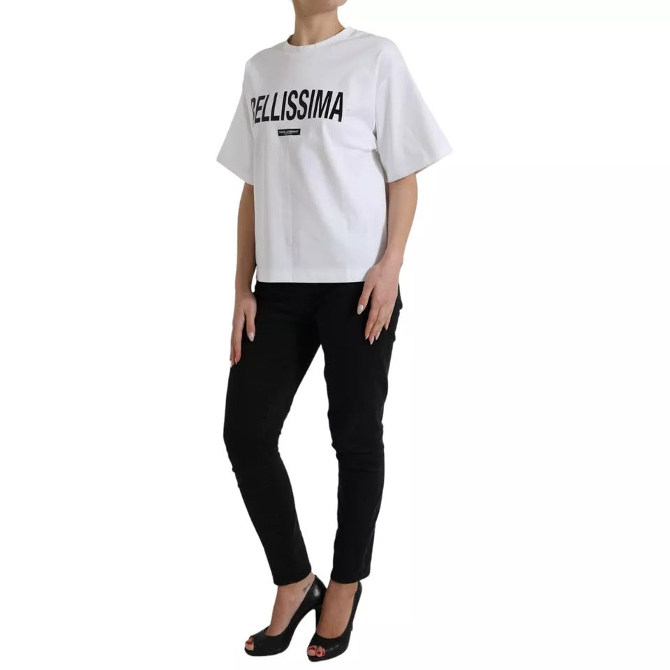 Dolce & Gabbana White Bellissima Cotton Crew Neck T-shirt Dolce & Gabbana