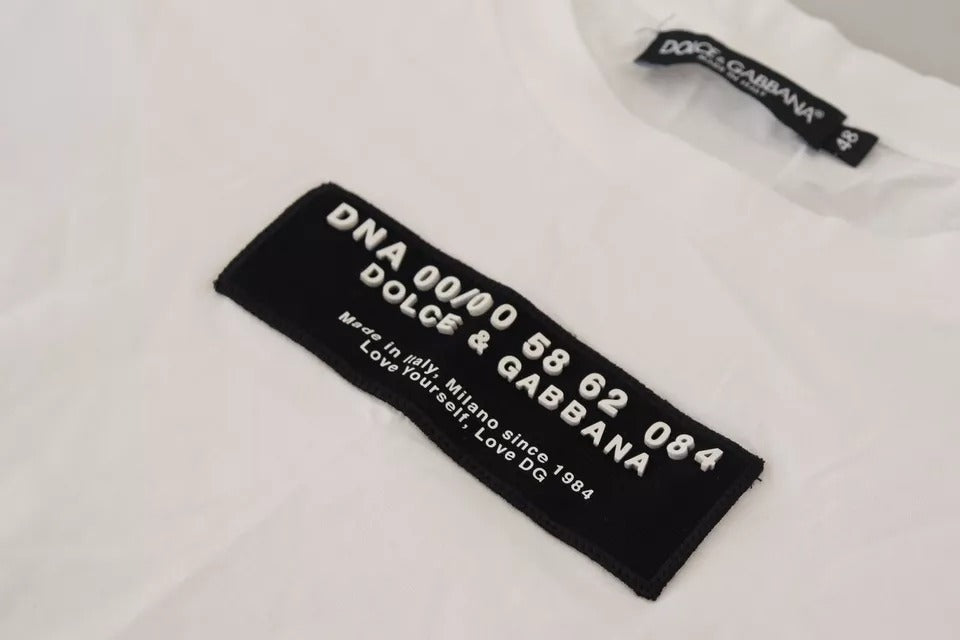 Dolce & Gabbana White Cotton DG Appliqué Men Casual T-shirt Dolce & Gabbana