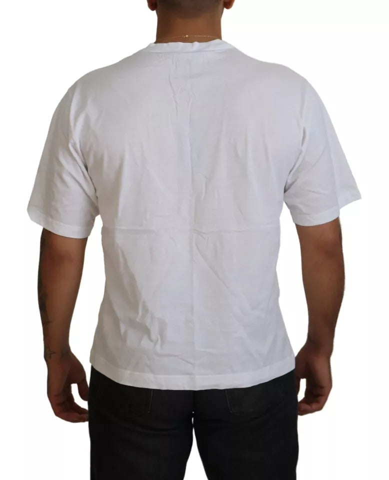 Dolce & Gabbana White Cotton DG Appliqué Men Casual T-shirt Dolce & Gabbana